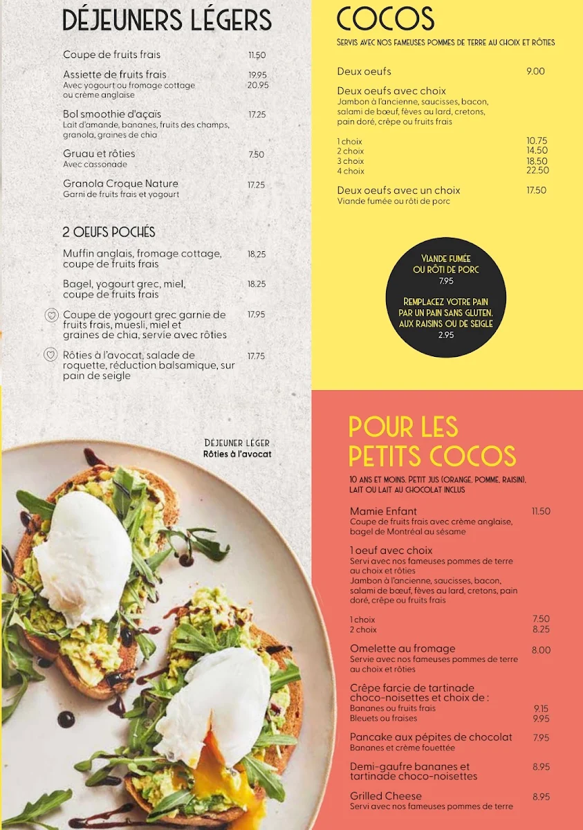 Menu, Allô mon Coco Sainte-Julie