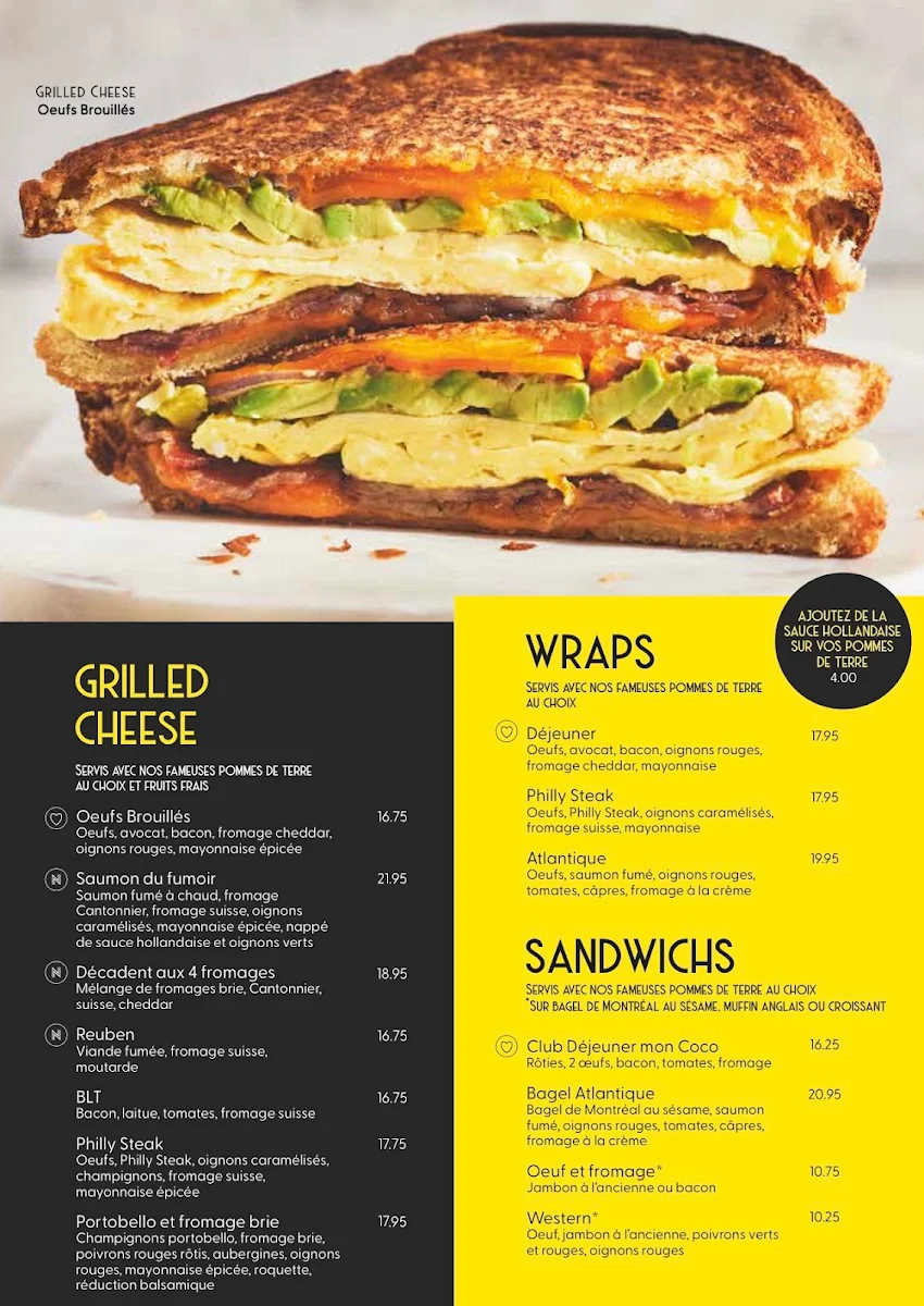 Menu, Allô mon Coco Sainte-Julie