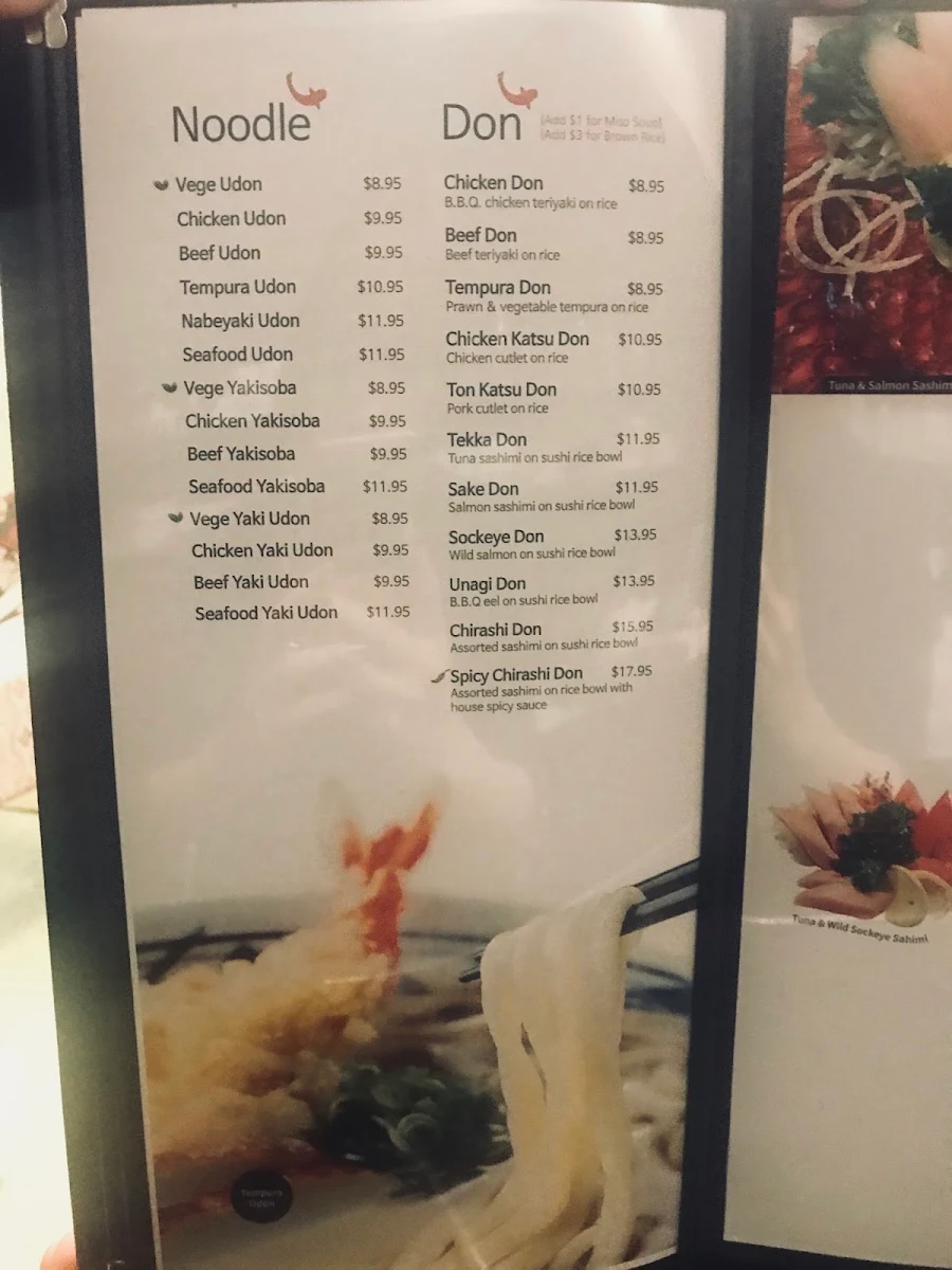 Menu, Sasha Sushi
