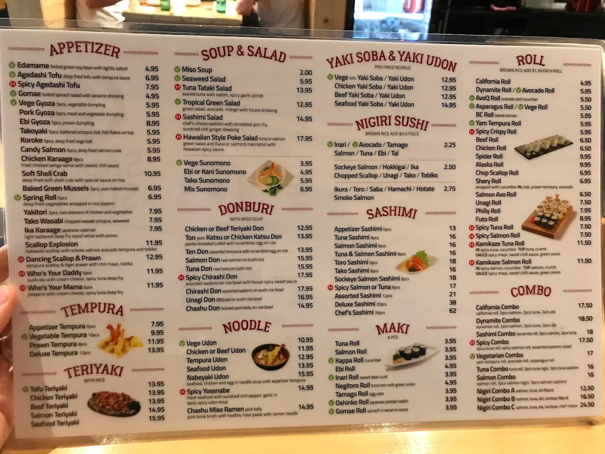 Menu, Sasha Sushi