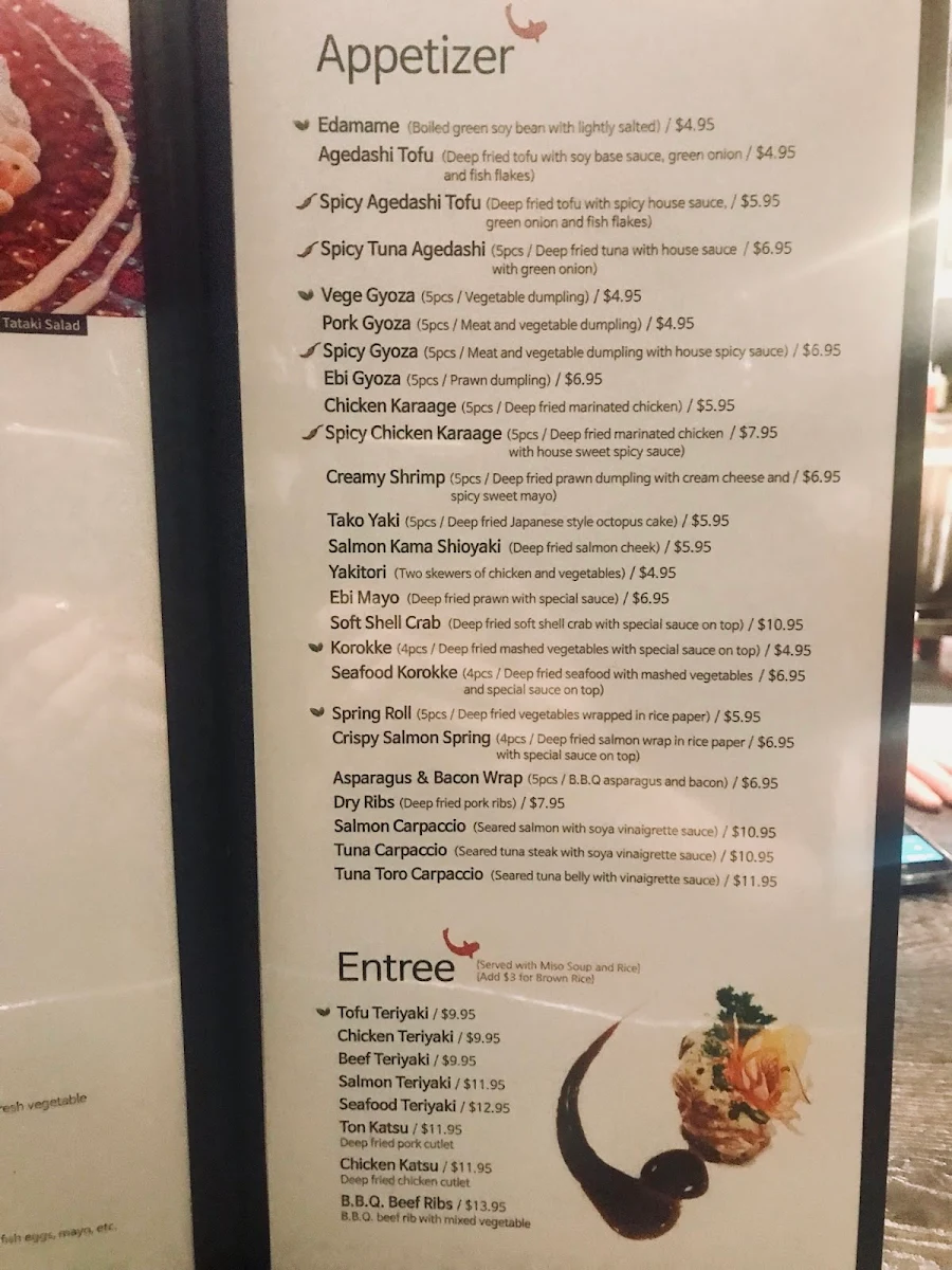 Menu, Sasha Sushi