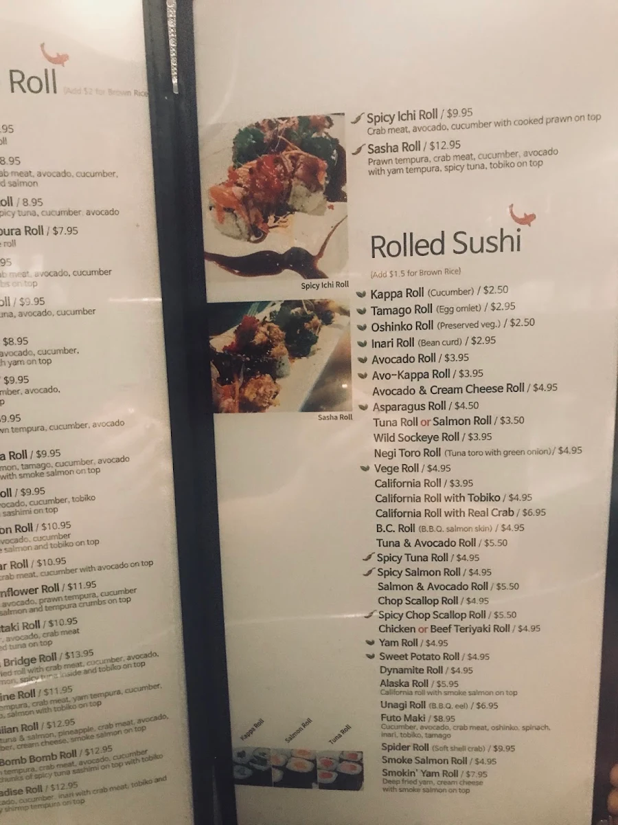 Menu, Sasha Sushi