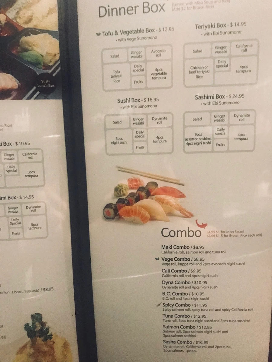 Menu, Sasha Sushi