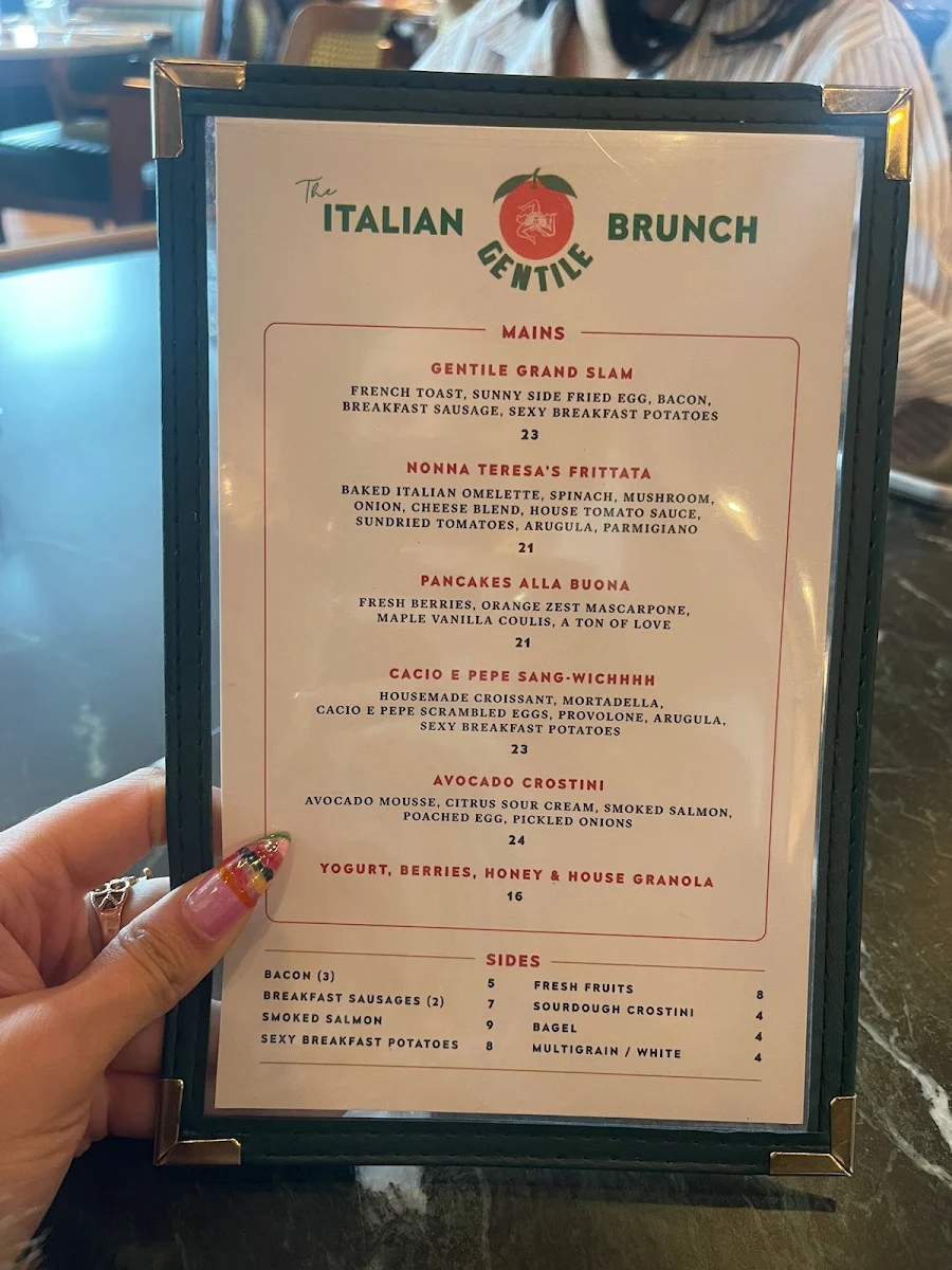 Menu, Cafe Gentile DDO