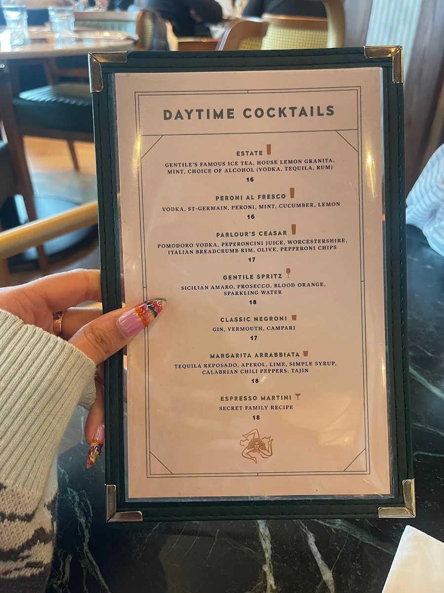 Menu, Cafe Gentile DDO