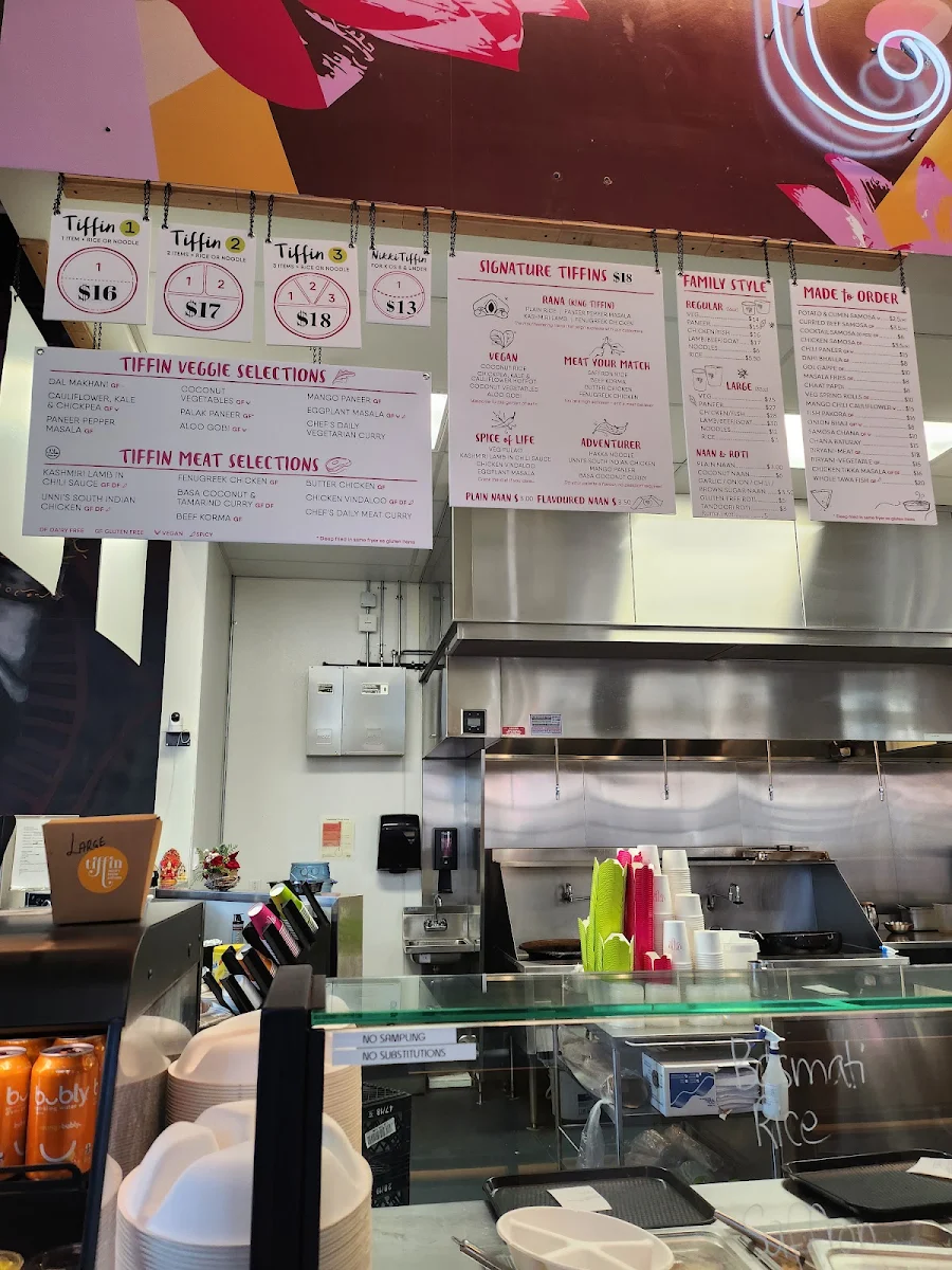 Menu, Tiffin India's Fresh Kitchen
