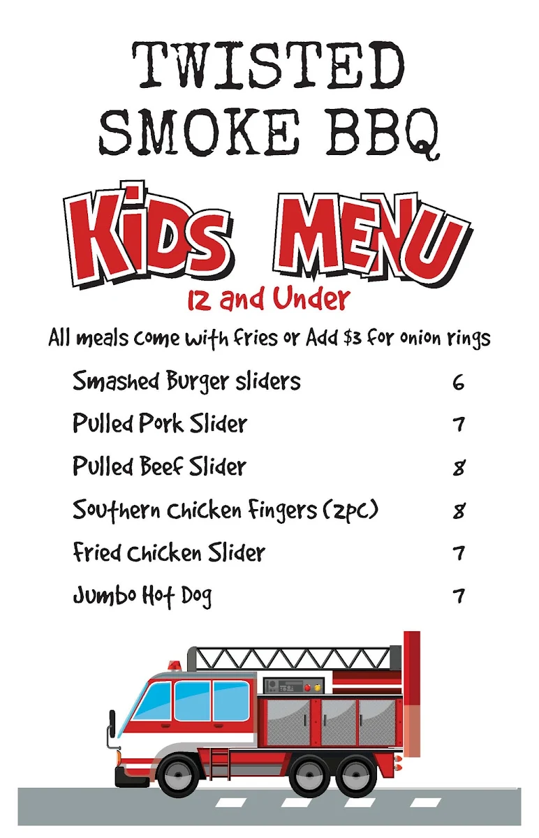 Menu, Twisted Smoke BBQ