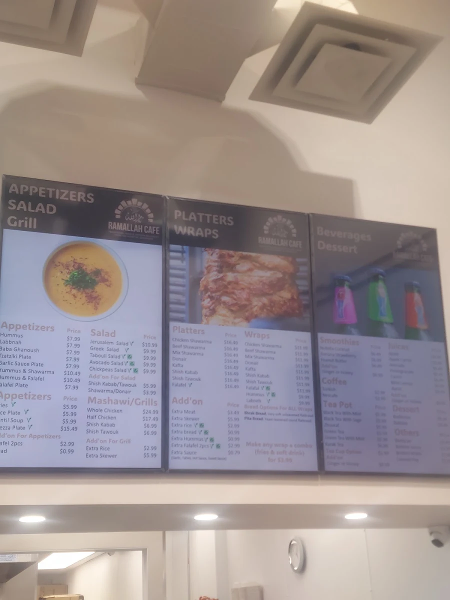 Menu, Ramallah Cafe