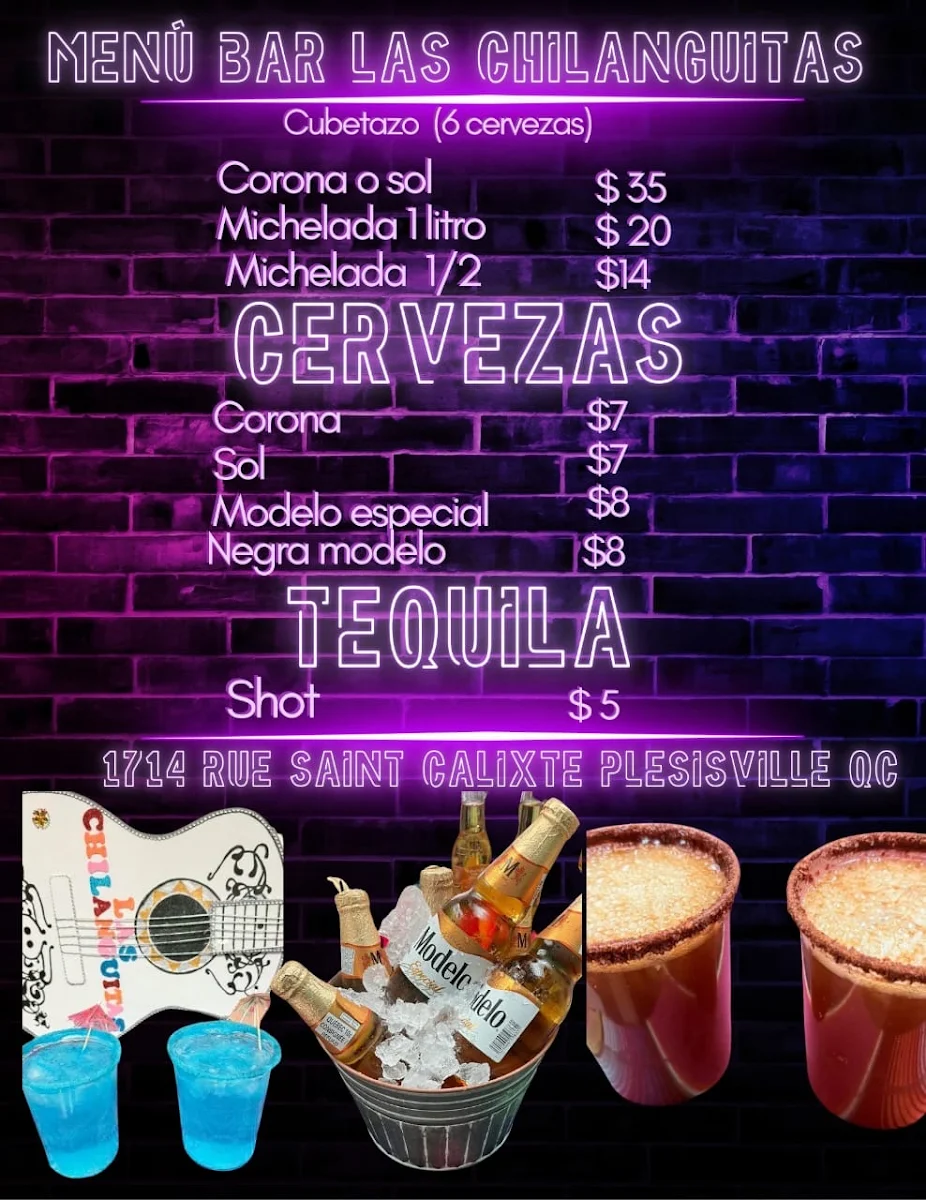 Menu, Las Chilanguitas Restaurant