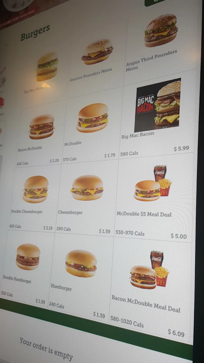 Menu, McDonald's
