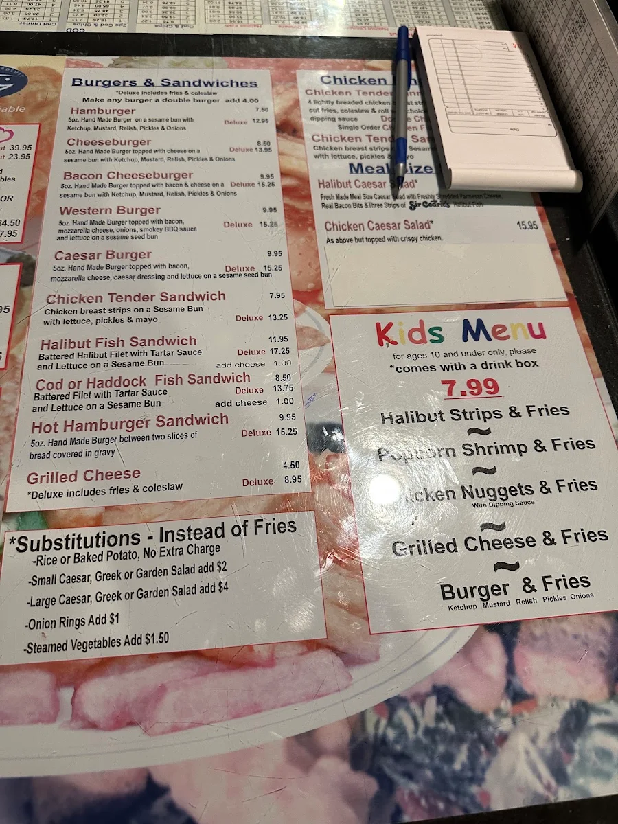 Menu, Sir Cedric's Fish & Chips LaSalle