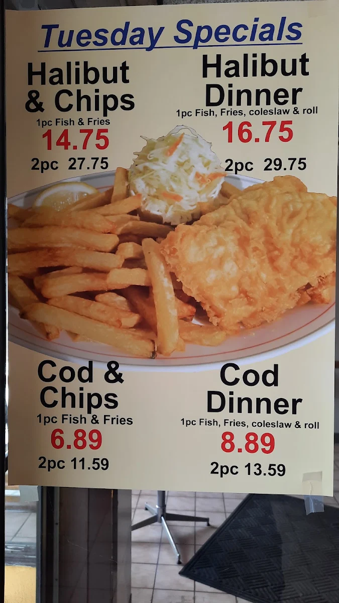 Menu, Sir Cedric's Fish & Chips LaSalle
