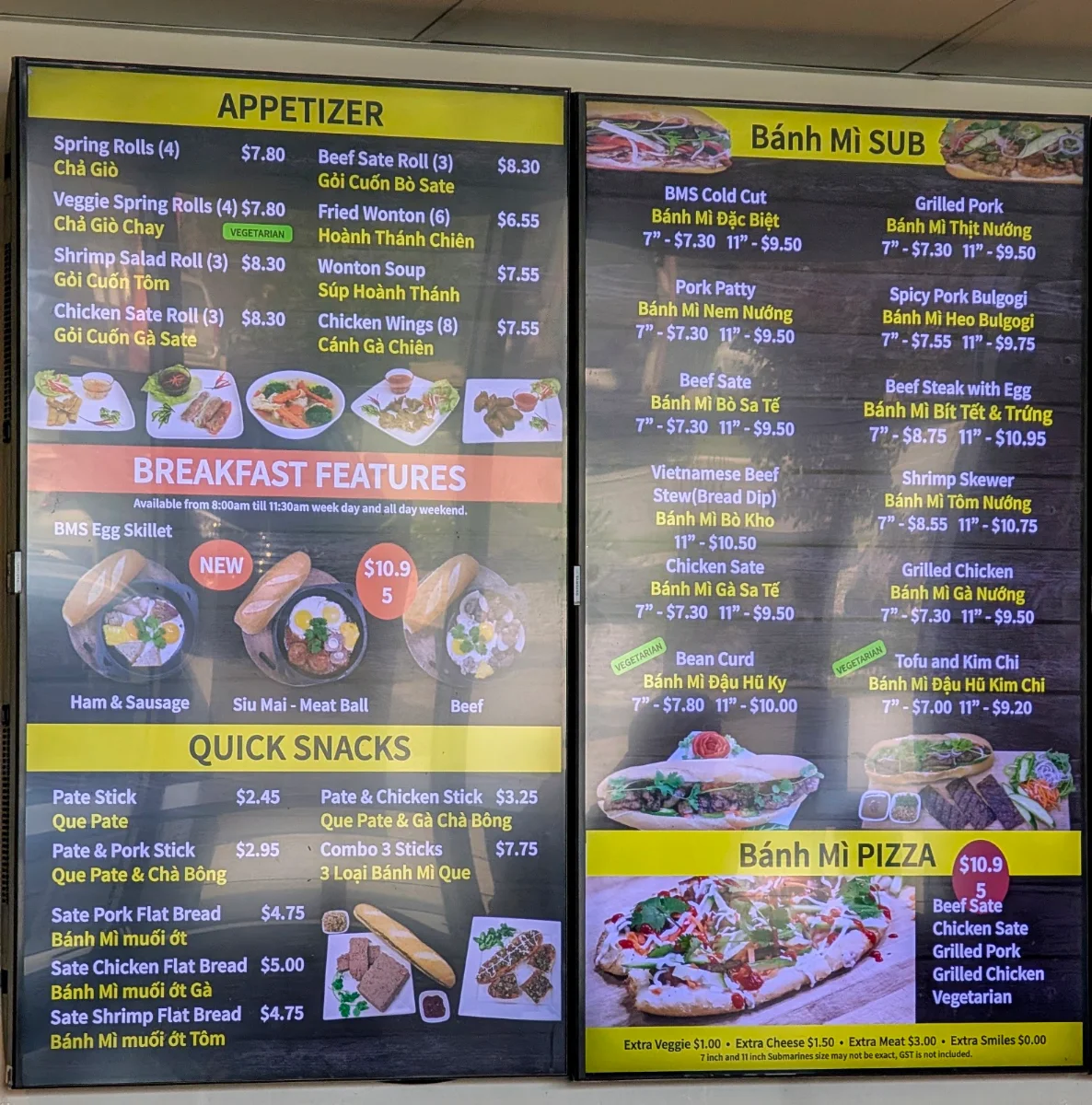 Menu, BánhMì SUB