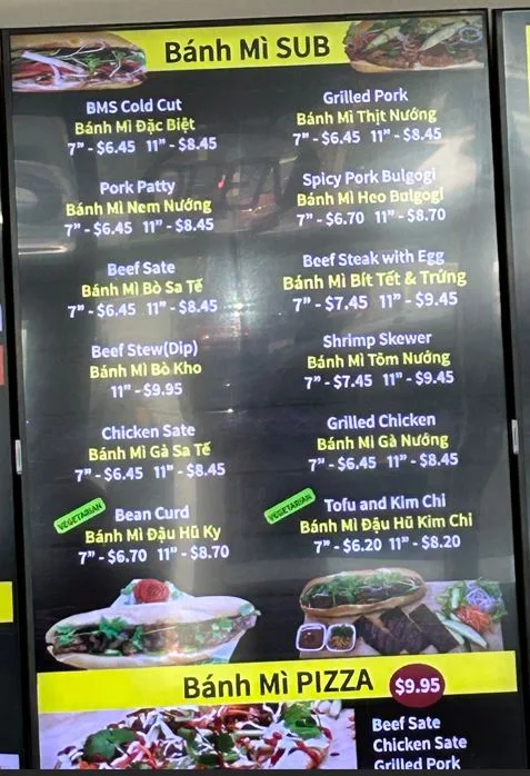 Menu, BánhMì SUB