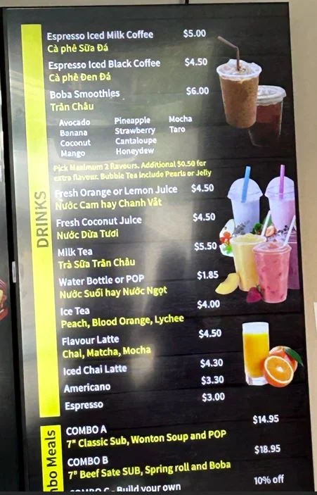 Menu, BánhMì SUB