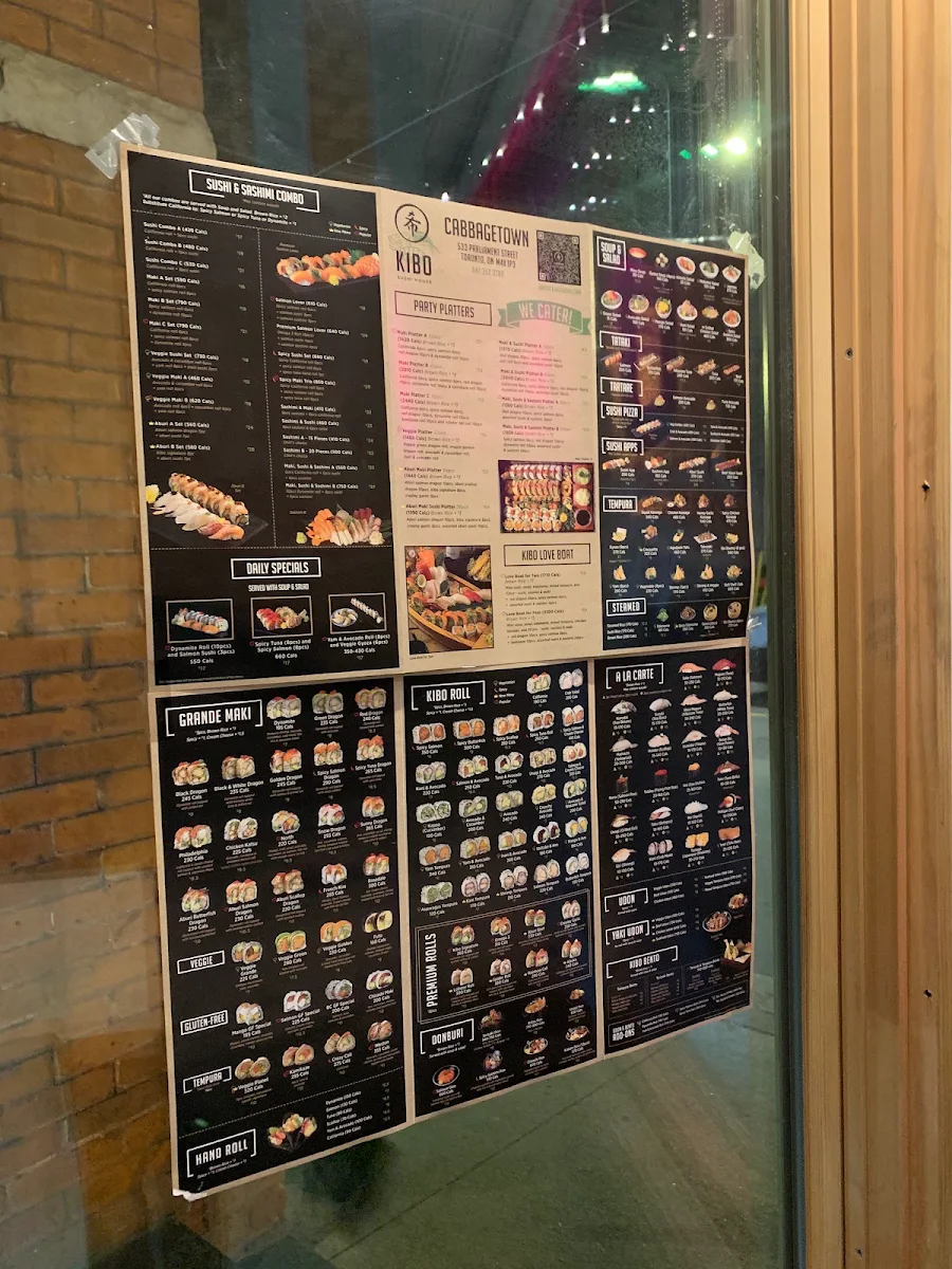 Menu, Kibo Sushi House - Cabbagetown