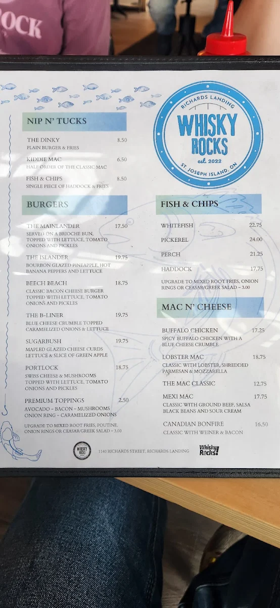 Menu, Whisky Rocks