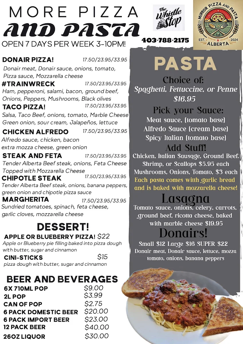 Menu, The Whistle Stop Cafe