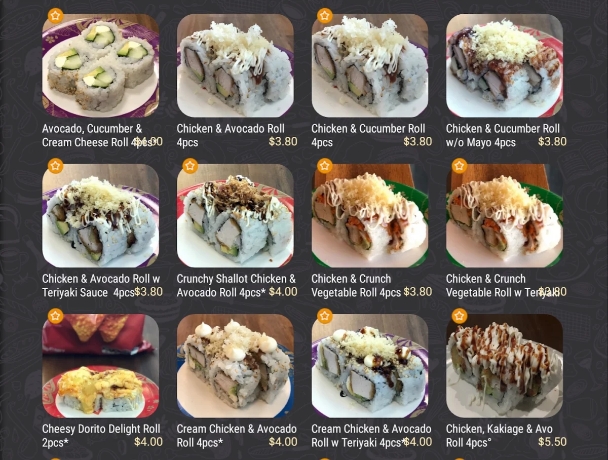 Menu, On a Roll Sushi Birtinya