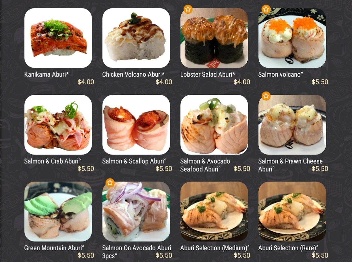 Menu, On a Roll Sushi Birtinya