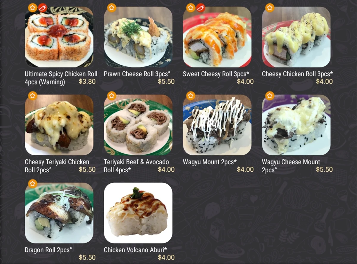 Menu, On a Roll Sushi Birtinya