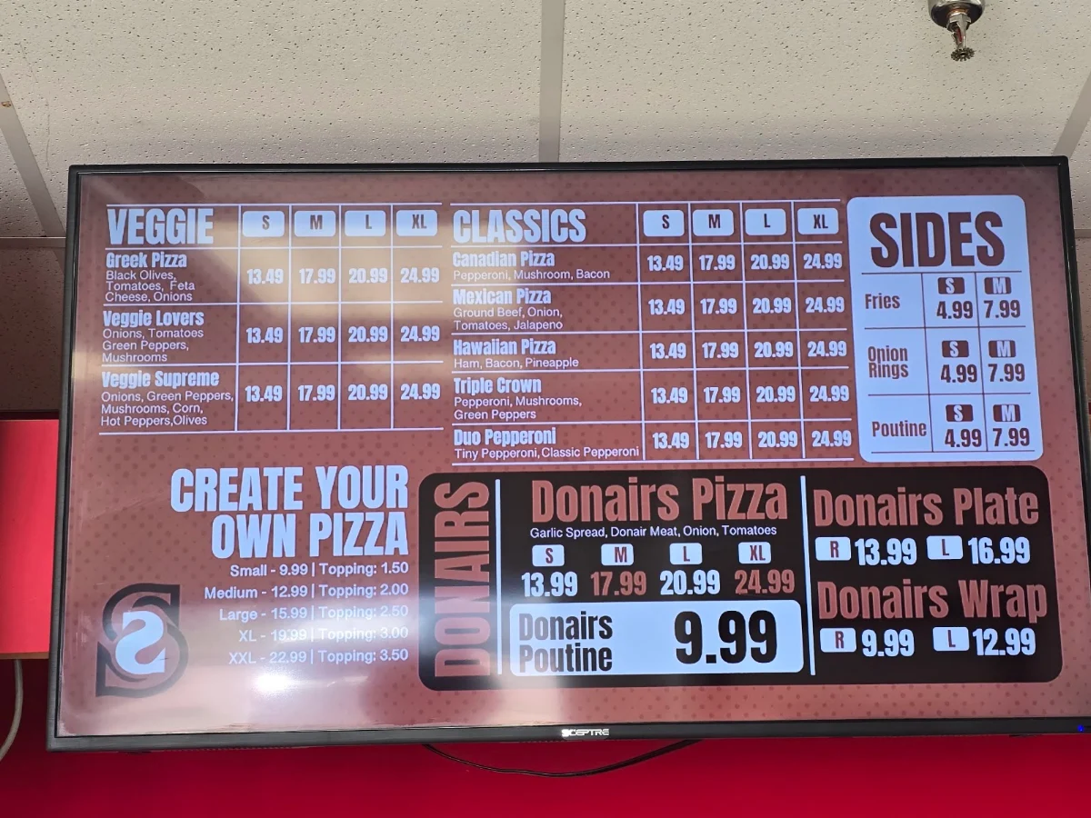 Menu, Strangers Pizza