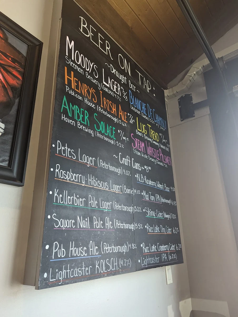 Menu, Moody's Bar and Grill