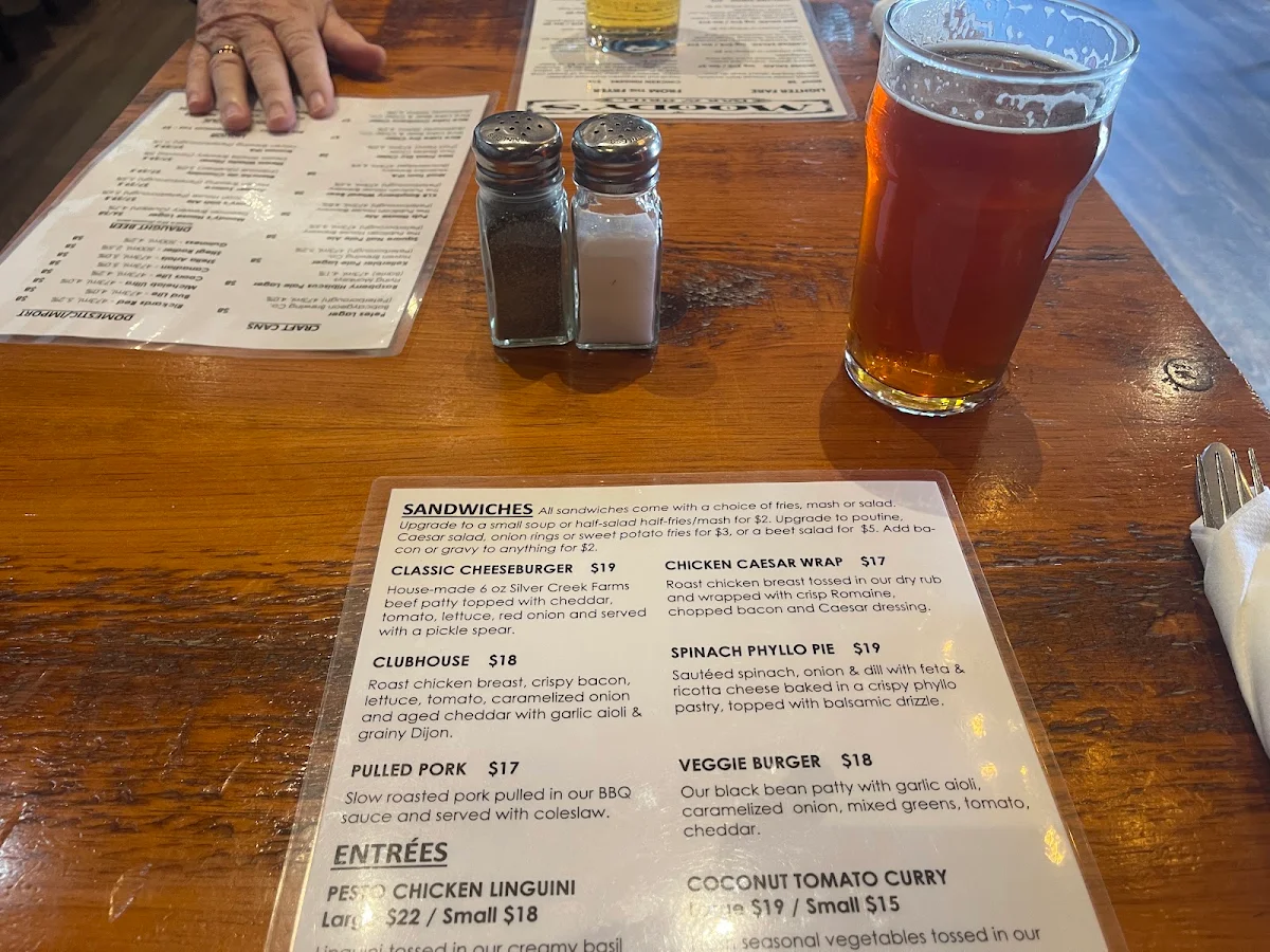 Menu, Moody's Bar and Grill