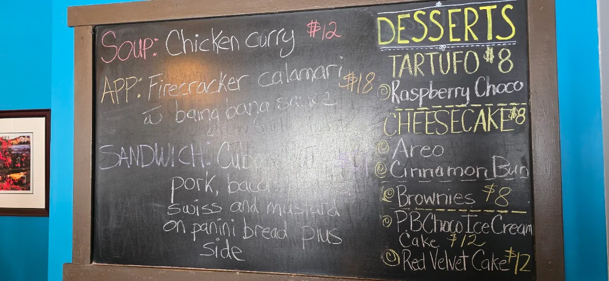 Menu, Moody's Bar and Grill