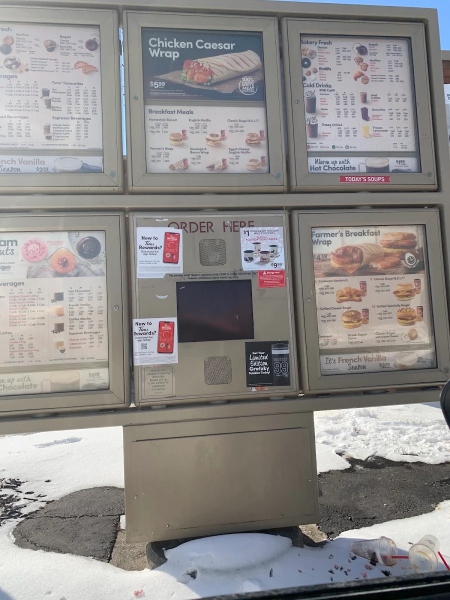 Menu, Tim Hortons