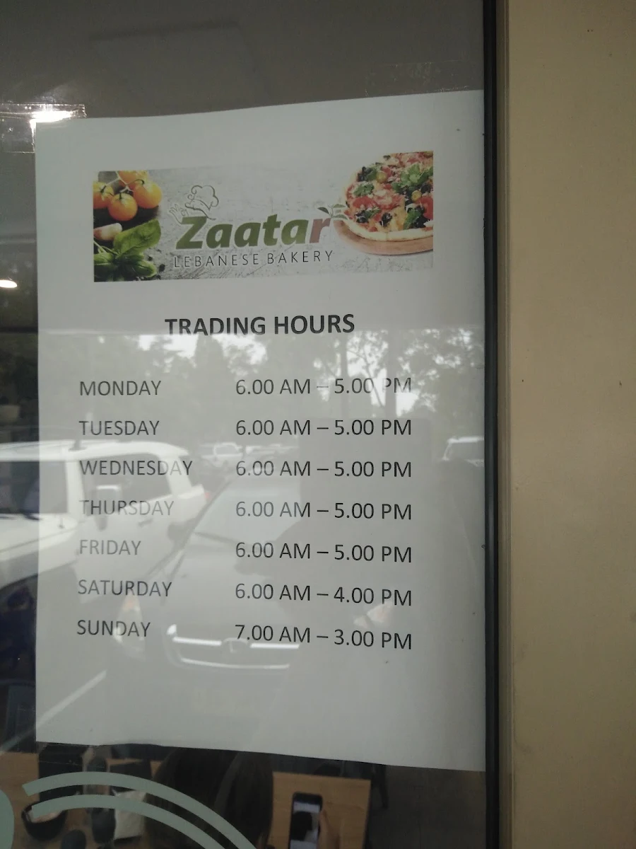 Menu, Zaatar Lebanese Bakery