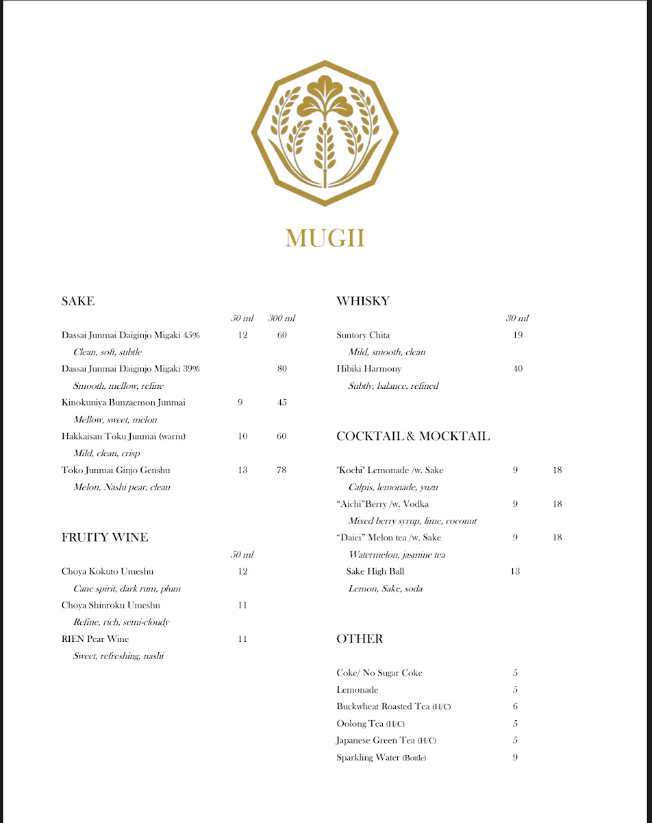 Menu, MUGII