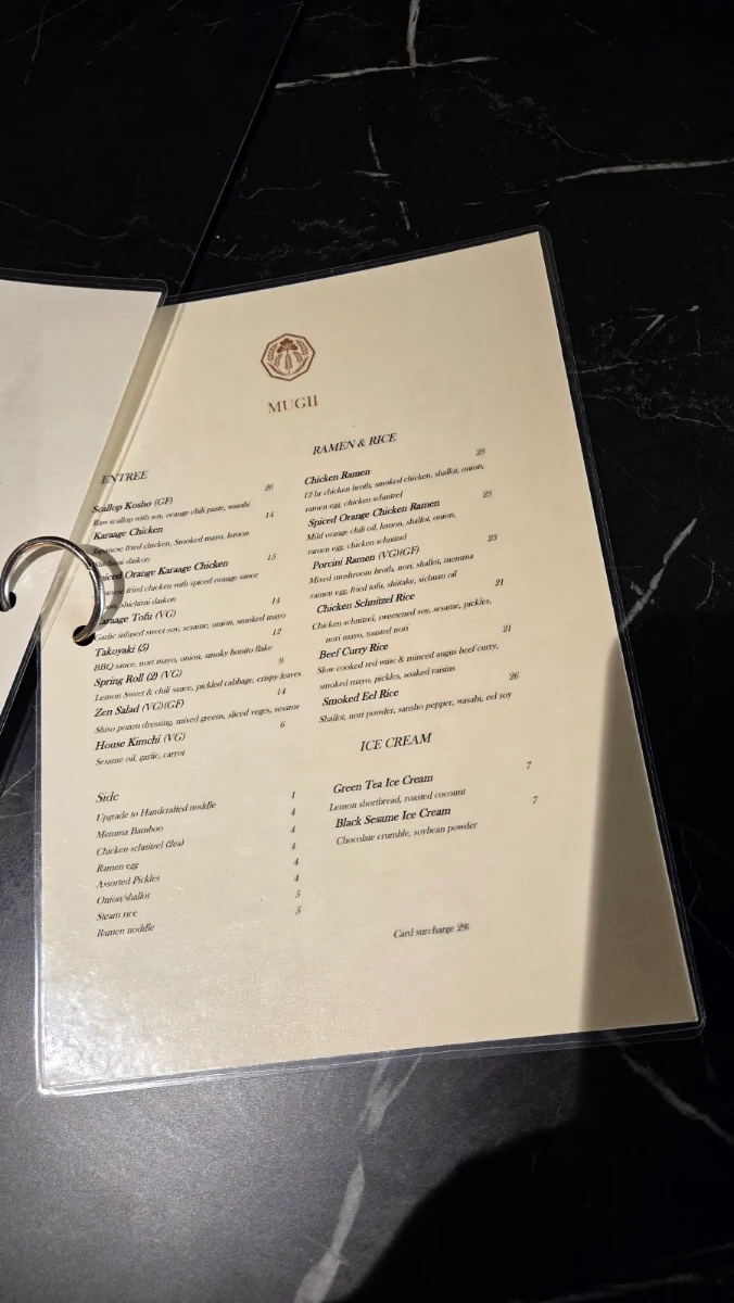 Menu, MUGII