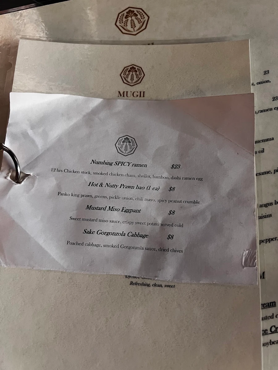 Menu, MUGII