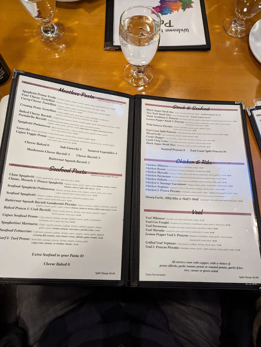 Menu, Paliotti's Italian Restaurant