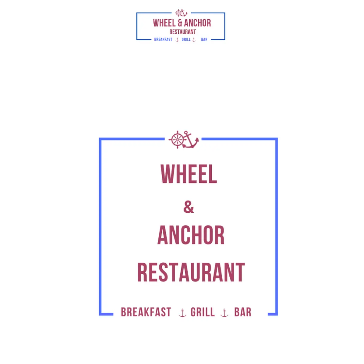 Menu, Wheel and Anchor Restaurant