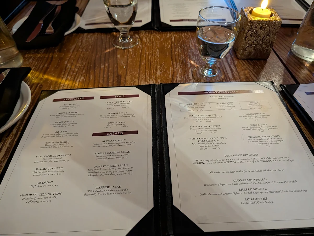 Menu, Take Five Bistro