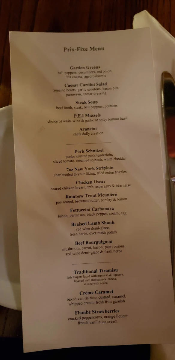 Menu, Take Five Bistro