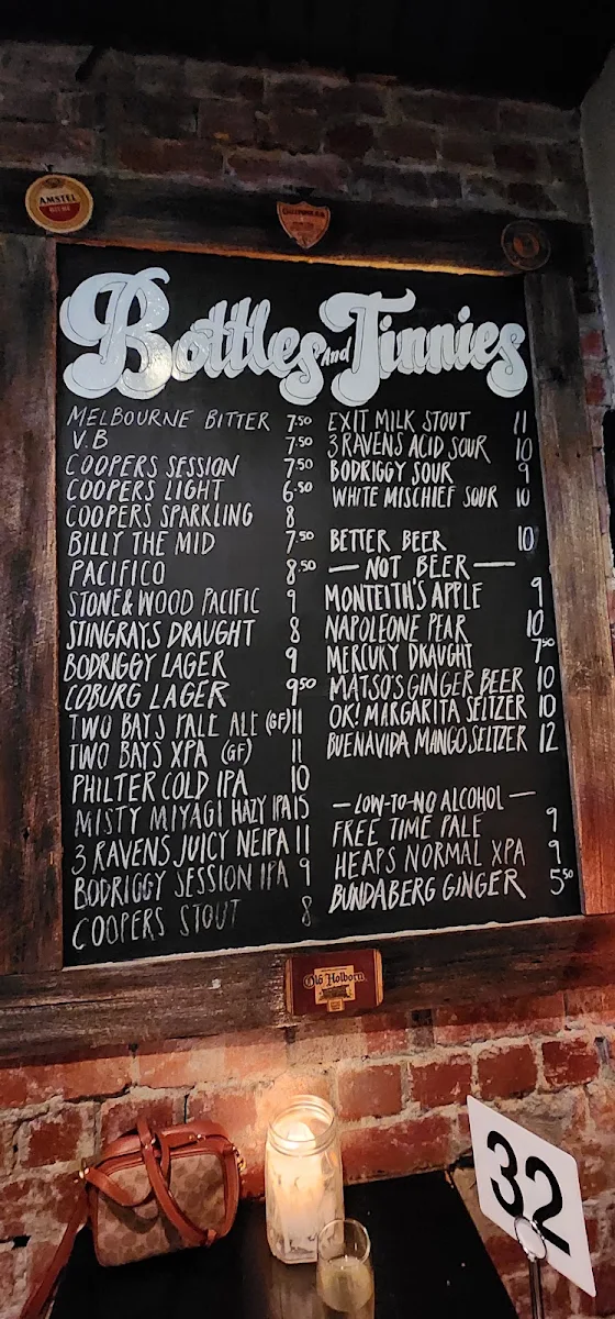 Menu, THE CURTIN (John Curtin hotel)
