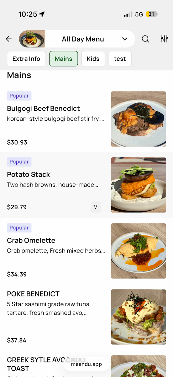 Menu, Cafe Eighty2