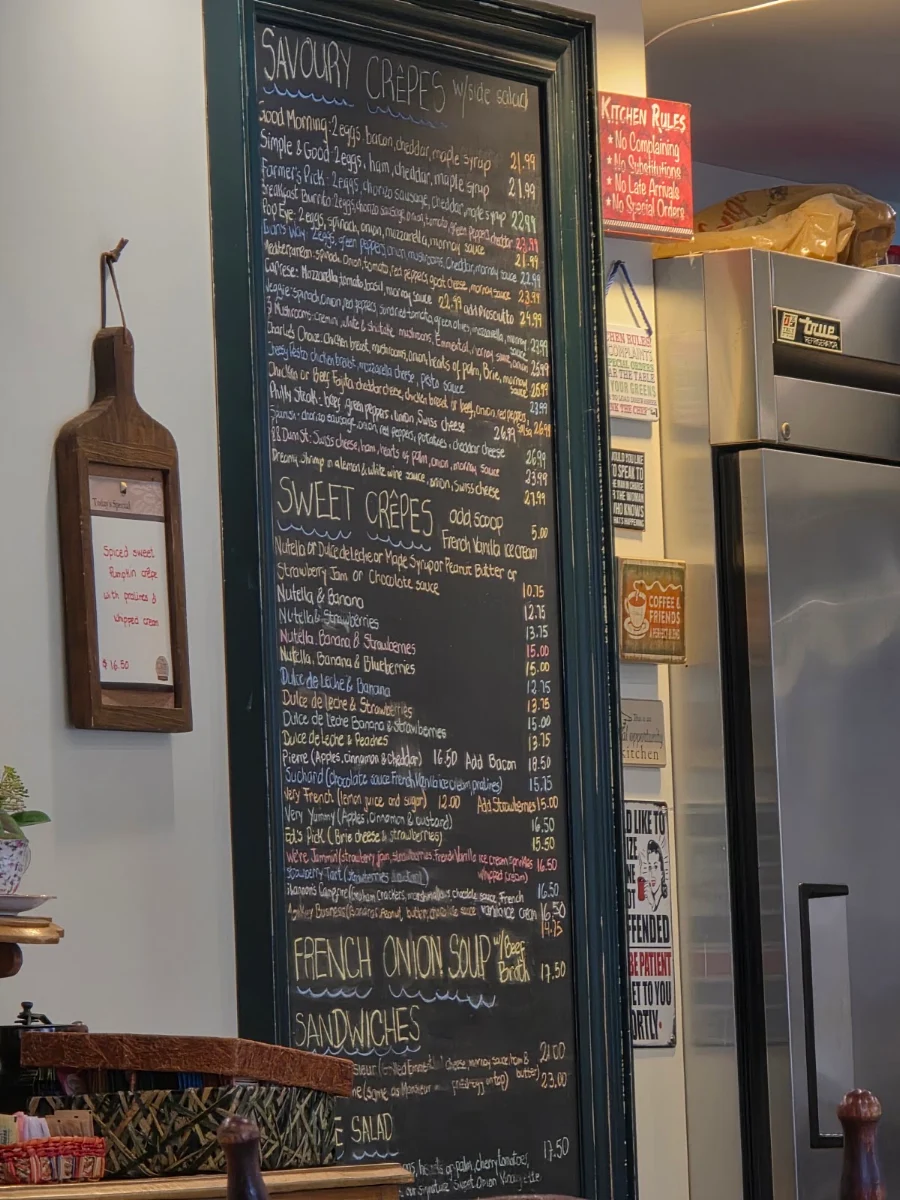 Menu, The Crepe Kitchen