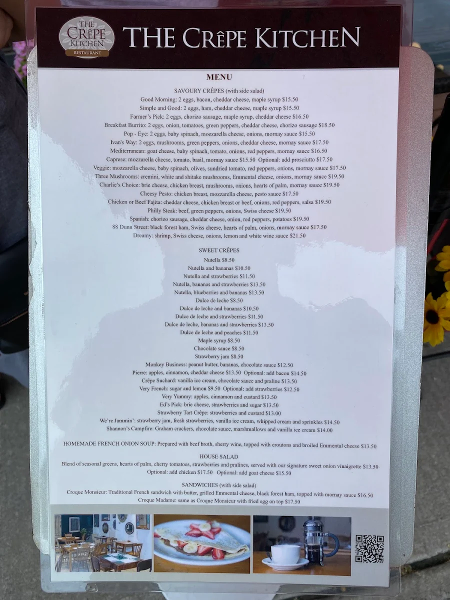Menu, The Crepe Kitchen