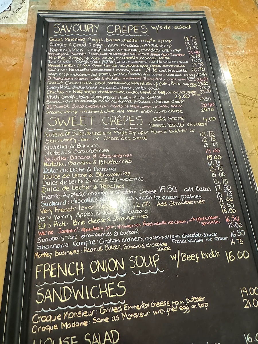 Menu, The Crepe Kitchen