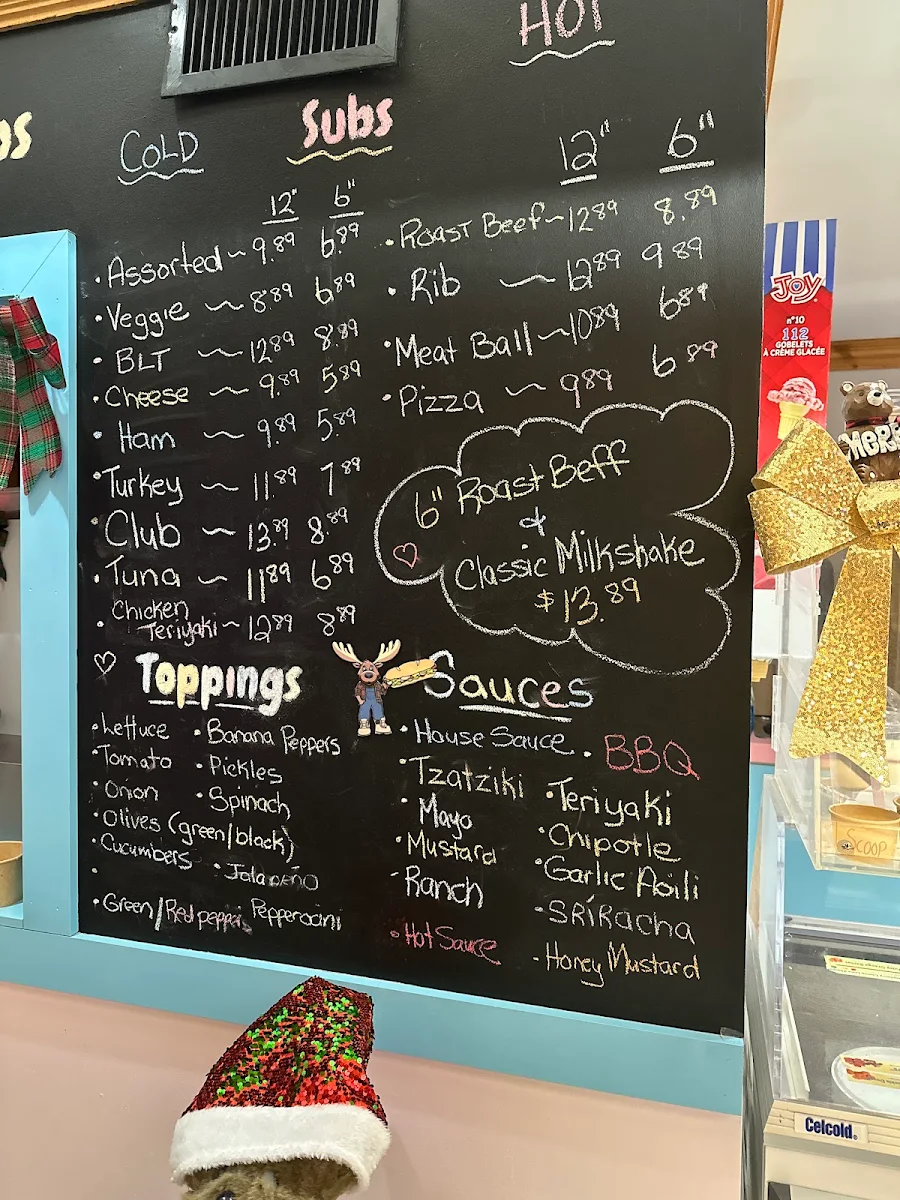 Menu, South River Scoops 'N' More