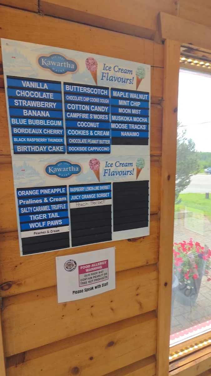 Menu, South River Scoops 'N' More