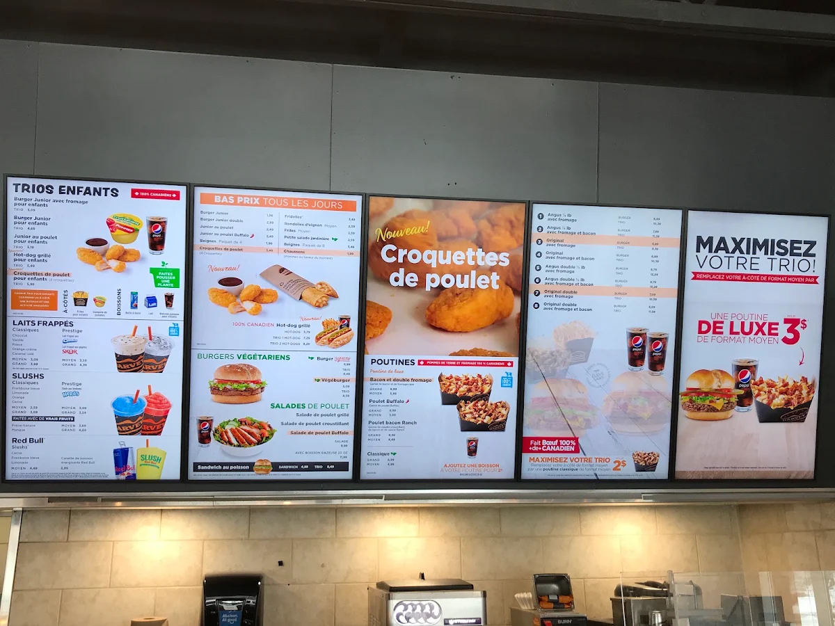 Menu, Harvey's
