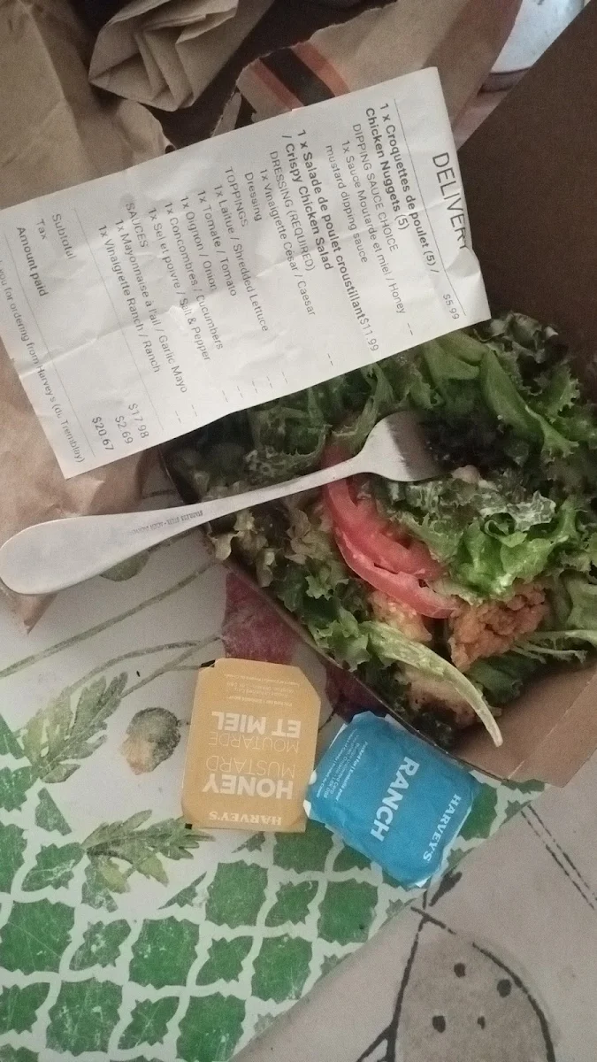Menu, Harvey's