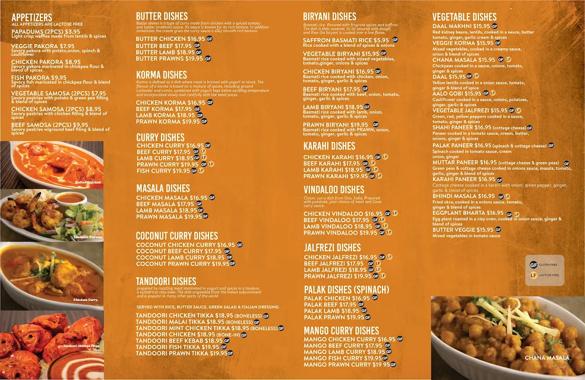 Menu, Spice Hut Indian Cuisine.