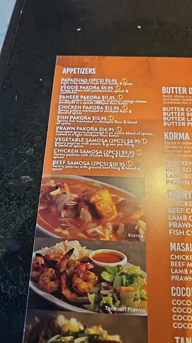 Menu, Spice Hut Indian Cuisine.