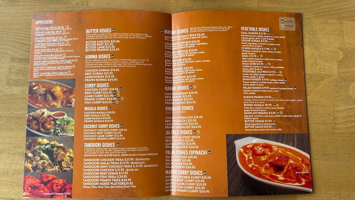 Menu, Spice Hut Indian Cuisine.
